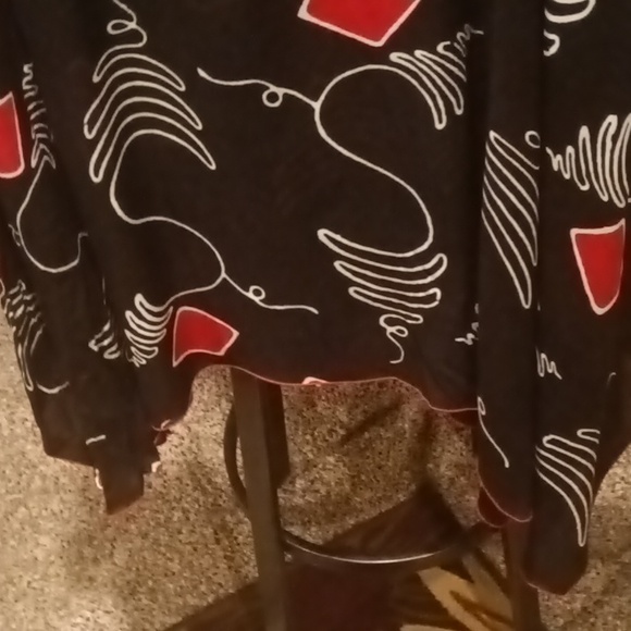 FINAL PRICE NWOT Iguana red/black/white assymetrical patterned design dress S/M - Picture 12 of 14